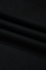 Black Solid Drop Shoulder Drawstring Cropped Hoodie