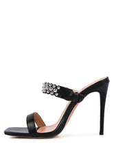 Bandy Stiletto Heel Metal Stud Sandals