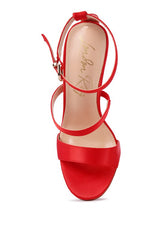 LAWSUIT RHINESTONE BALL HEEL SATIN SANDALS