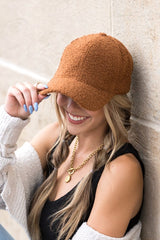 Boucle Sherpa Teddy Bear Knit Ball Cap