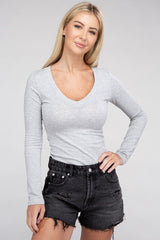 Essential V-Neck Long Sleeve T-Shirt
