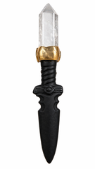 Sacred Quartz Tower Ritual Dagger – Amethyst & Matte Obsidian Energy Blade