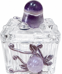 Amethyst Crystal Glass Treasure Box – Spiritual Keepsake & Energy Storage Vessel
