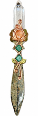 Sacred Clear Quartz Ritual Dagger – Yooperlite, Chrysocolla Chalcedony & Sunstone Energy Blade