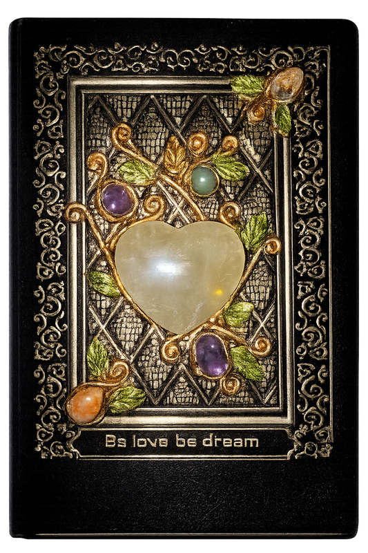 Citrine Heart w/ Amethyst, Green Aventurine & Sunstone Grimoire