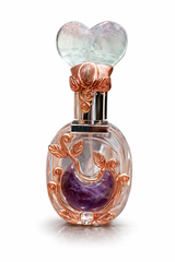 Fluorite Heart & Amethyst Moon Crystal Perfume Bottle