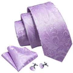 Purple Violet Solid Paisley Striped Ties
