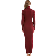 Sexy Knit Long Sleeve Turtleneck Maxi Dress