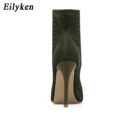 Peep Toe Ankle Boots Stretch Fabric Breathable Booties