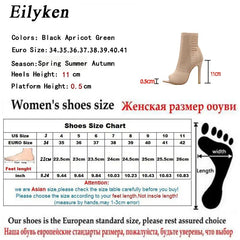 Peep Toe Ankle Boots Stretch Fabric Breathable Booties