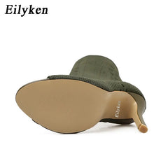 Peep Toe Ankle Boots Stretch Fabric Breathable Booties