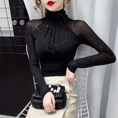 Mesh top High Sexy Black Blouse