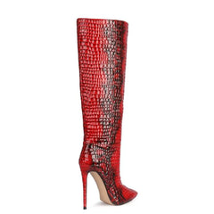 Pointed-toe Stiletto Boots Patent Leather Boots