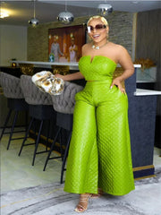 Two Piece Sexy Off Shoulder Crop Top and Pants Set