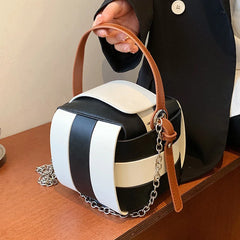 Vintage Spliced Fashionable Shoulder Crossbody Bag