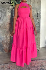 Cutout Front Sleeveless Big Swing Floor Length Maxi Dress