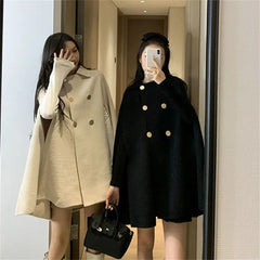 Woolen Poncho Solid Cape Cloak Coat
