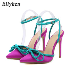 Silk Ankle Buckle Strap Pointed Toe Heel