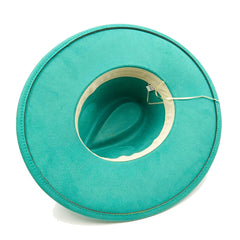 Suede Fedora Heart Top 9.5cm Brim Feather Wide Brim Hat