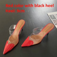 Pointed Toe Heart High Heel Mules
