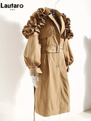 Black/Khaki Trench Coat with Belt Elegant