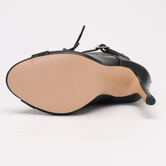 Black Tie-Up Zipper back High Heel