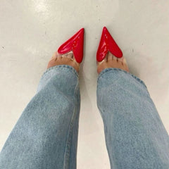 Pointed Toe Heart High Heel Mules