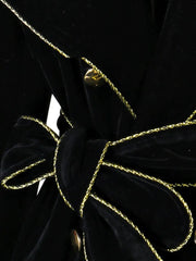 Long Black Double Breasted Trench Coat for Women with Gold Trim Sashes