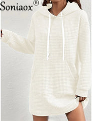 Kangaroo Pocket Splicing Hooded Sweatshirt Dress