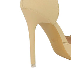 Plus Size Rhinestone Bowknot Red Orange Side Hollow Heels