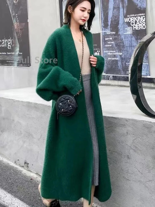 Imitation Mink Long Cardigan