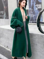 Imitation Mink Long Cardigan