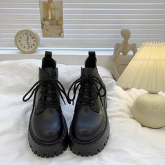Chunky Black Platform Casual Ankle Boots