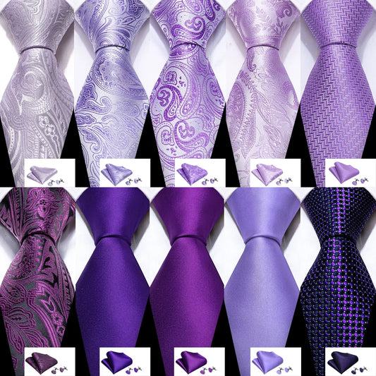 Purple Violet Solid Paisley Striped Ties