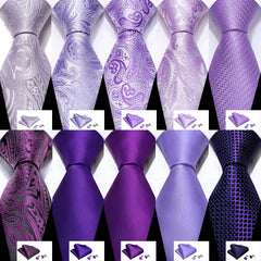 Purple Violet Solid Paisley Striped Ties