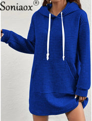 Kangaroo Pocket Splicing Hooded Sweatshirt Dress