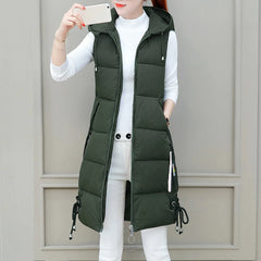 Long Hooded Warm Padded Vest