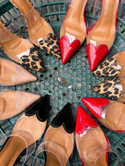 Pointed Toe Heart High Heel Mules