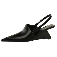 Wedge Retro High Heeled Pointed Wedge Mules