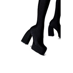 Jumpsuit Elastic Thick Heel Boots