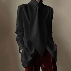 Stylish Solid Color Long Sleeves High Neck Blouses