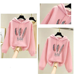 Feather Printed Hoodie Autumn