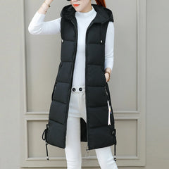 Long Hooded Warm Padded Vest
