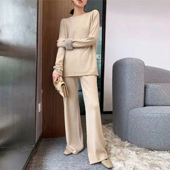 Chic Cashmere Sweater + Wide Leg Pants Sets