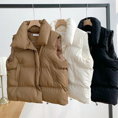 Stand Collar Elegant Warm Sleeveless Winter Vest