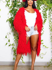 Solid Tassel Solid Loose Duster