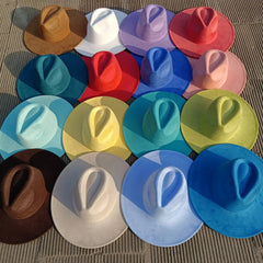 Suede Fedora Heart Top 9.5cm Brim Feather Wide Brim Hat