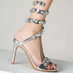 Luxury Crystal Embellished Wraparound High heel Gladiator Sandal