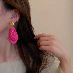 Pu Leather Knotted Drop Earrings