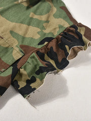 Turn-down Collar Butterfly Sleeve Single Breasted Camouflage Print Short Jacket